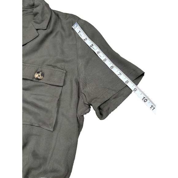 CI SONO Los Angeles Women's Safari Romper Large Olive Green Collared Pockets NWT - Picture 3 of 9